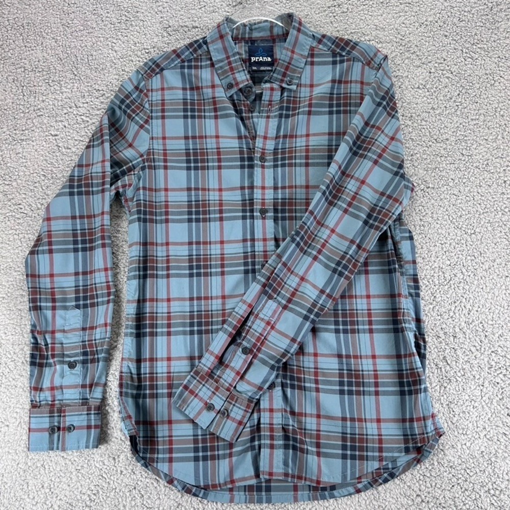 Prana Men's Shirt Size SML Medium Light Green  Button Down‎ Long Sleeves